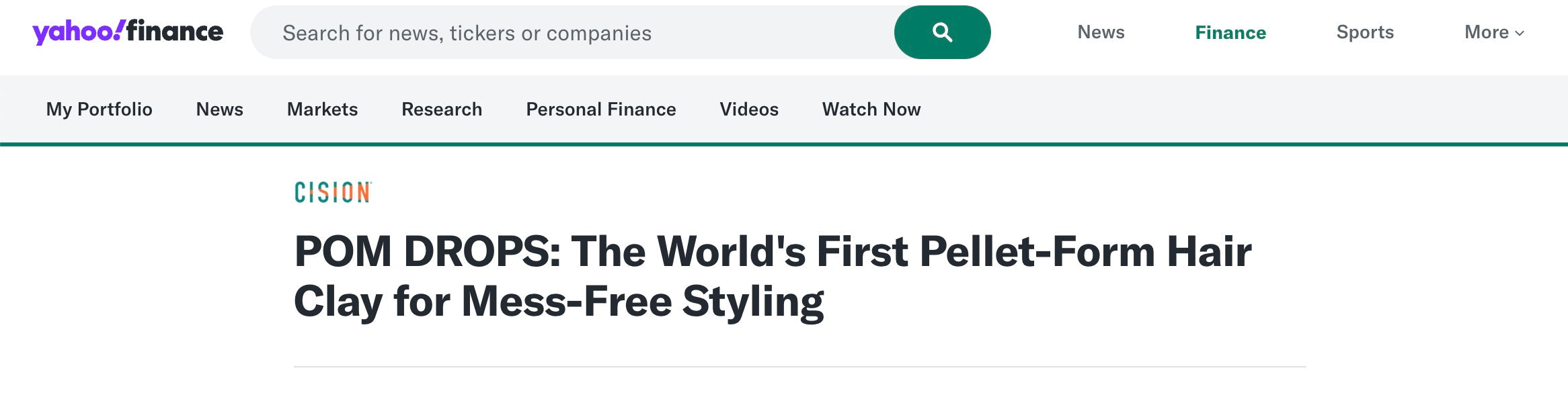 Yahoo finance article screen shot